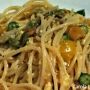Spaghetti alla carbonara e verdure